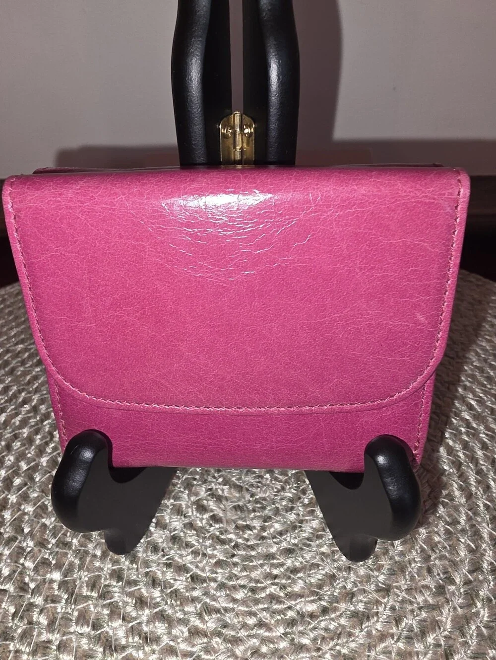 Pre-owned Authentic Miu Miu Bright Pink Leather Bow-Accent Wallet